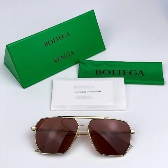 Bottega Veneta - Minimalist Sunglasses - Gold/Gold Brown - BV1012S main image 4